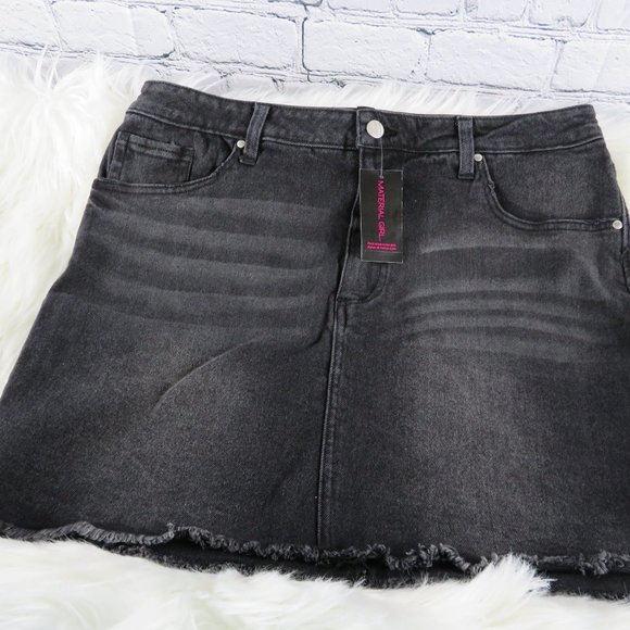 NWT - Junior's Frayed Hem Denim Skirt - Black - Picture 2 of 4